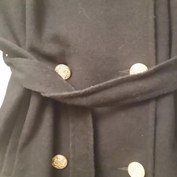 Albert Nipon Black Wool Pea Coat - Picture 9 of 16